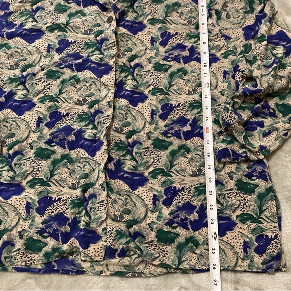 Nora Noh Floral Print Blouse - Blue and Green Silk 2X Floral - Picture 6 of 16